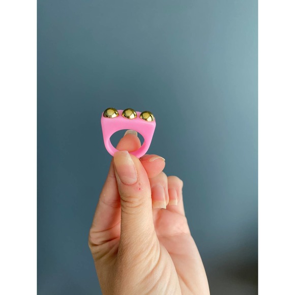 y2k pink/gold square chunky bar ring, 8 - Picture 6 of 6